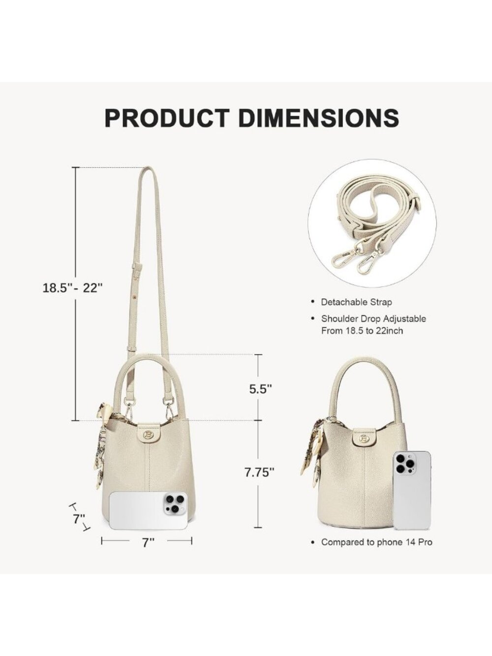 Stylish Vegan Leather Small Crossbody Bucket Bag for Women - Chic & Versatile - Picture 4 of 6